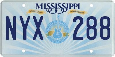 MS license plate NYX288