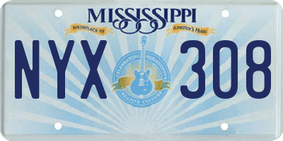 MS license plate NYX308