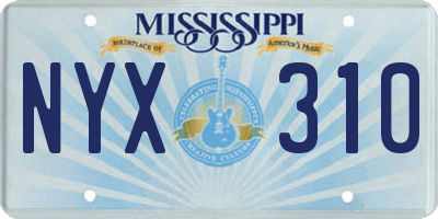 MS license plate NYX310