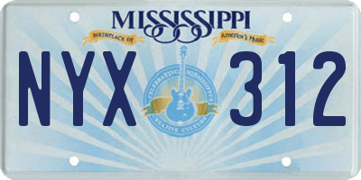 MS license plate NYX312