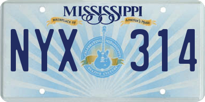 MS license plate NYX314