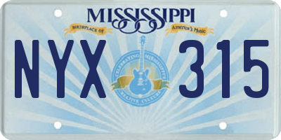 MS license plate NYX315