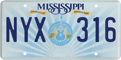 MS license plate NYX316