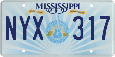 MS license plate NYX317