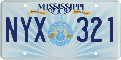 MS license plate NYX321