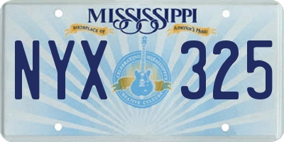 MS license plate NYX325