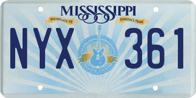 MS license plate NYX361