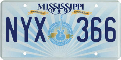 MS license plate NYX366