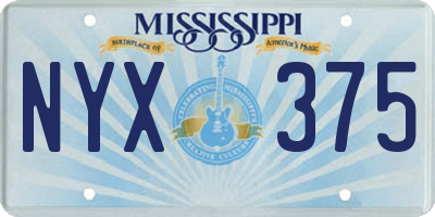 MS license plate NYX375