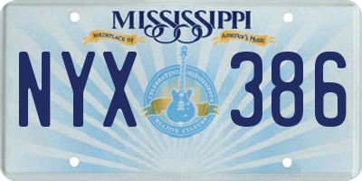 MS license plate NYX386