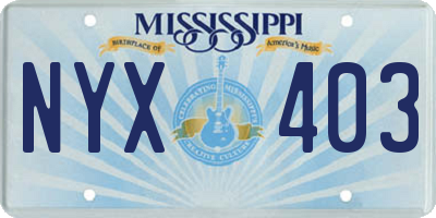MS license plate NYX403