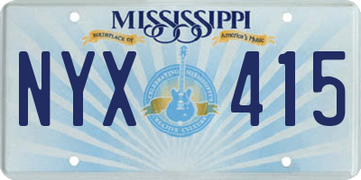 MS license plate NYX415