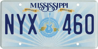 MS license plate NYX460
