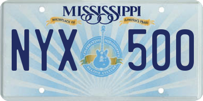 MS license plate NYX500
