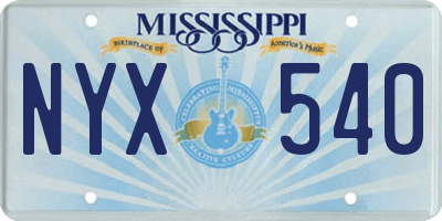 MS license plate NYX540