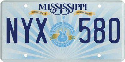 MS license plate NYX580