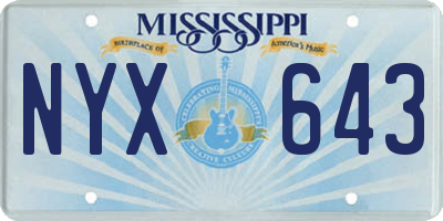 MS license plate NYX643
