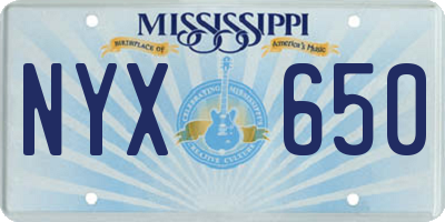MS license plate NYX650