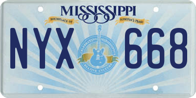 MS license plate NYX668