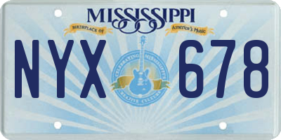 MS license plate NYX678