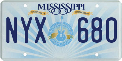 MS license plate NYX680