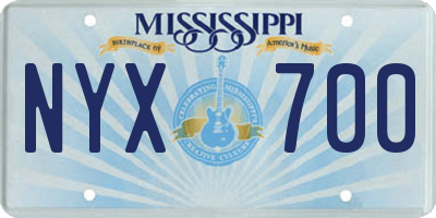 MS license plate NYX700