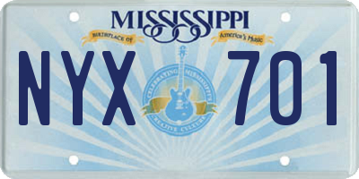 MS license plate NYX701