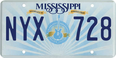 MS license plate NYX728