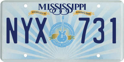 MS license plate NYX731