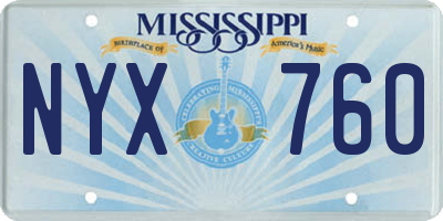 MS license plate NYX760