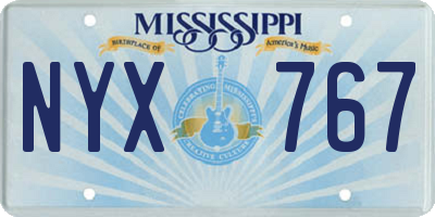 MS license plate NYX767