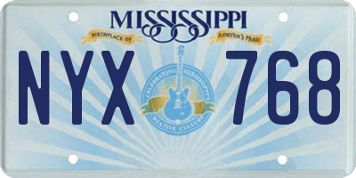 MS license plate NYX768