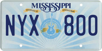MS license plate NYX800