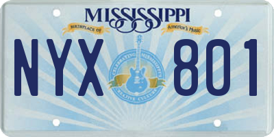 MS license plate NYX801