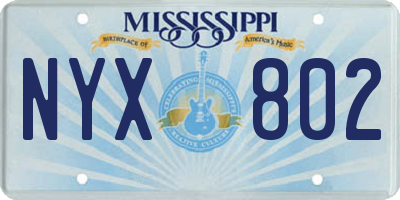 MS license plate NYX802