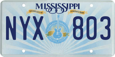 MS license plate NYX803