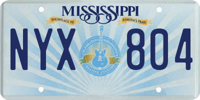 MS license plate NYX804