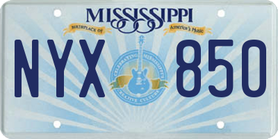 MS license plate NYX850