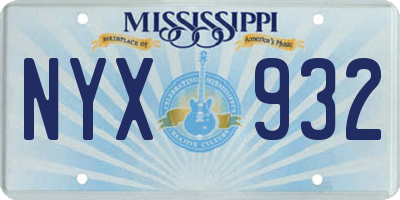 MS license plate NYX932