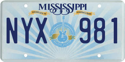 MS license plate NYX981