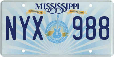 MS license plate NYX988