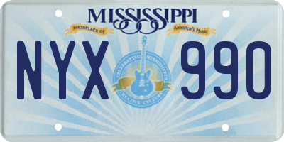 MS license plate NYX990