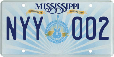 MS license plate NYY002