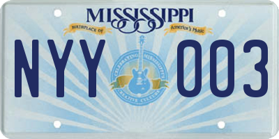 MS license plate NYY003