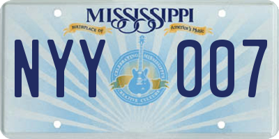 MS license plate NYY007
