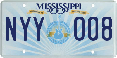 MS license plate NYY008