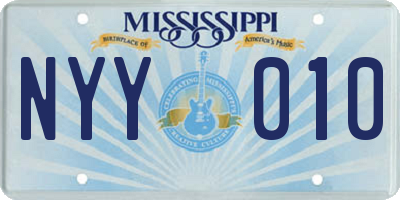 MS license plate NYY010