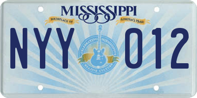 MS license plate NYY012