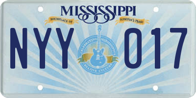 MS license plate NYY017