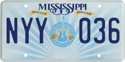 MS license plate NYY036